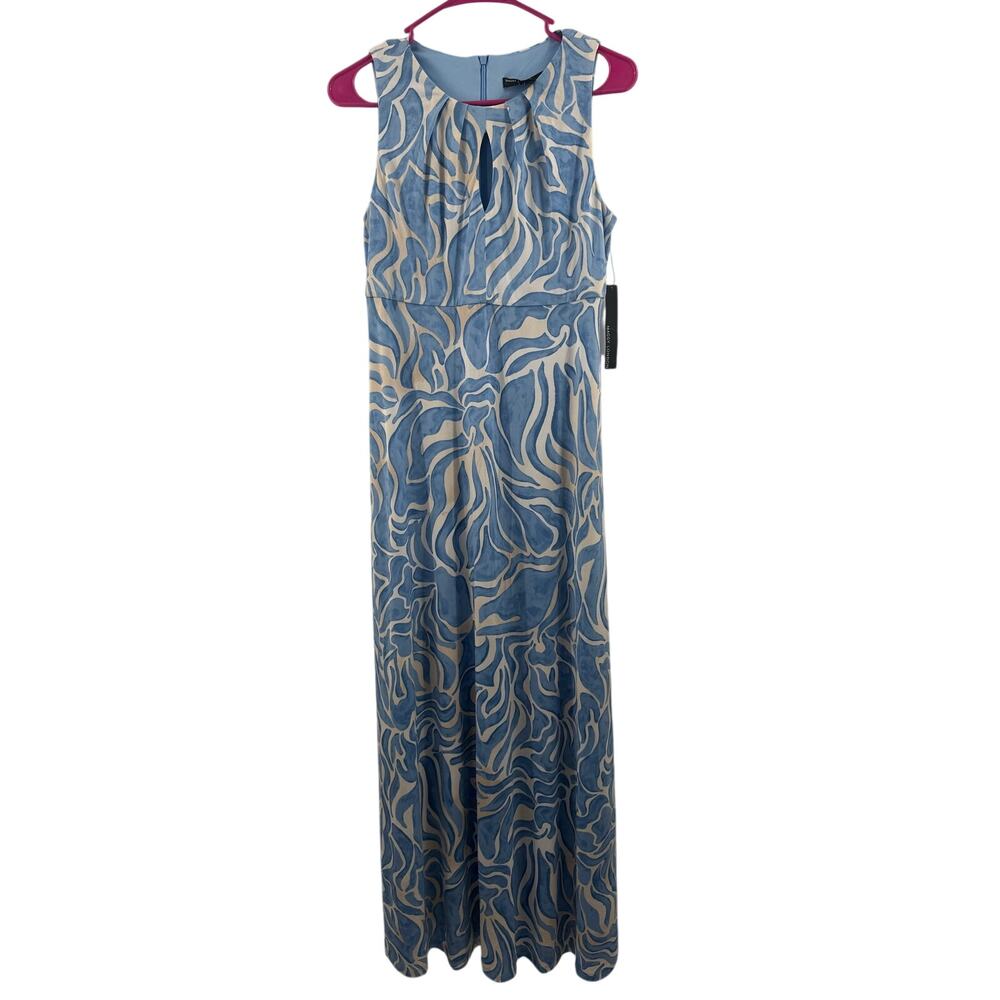 Maggy London Dress SZ 4 Maxi Blue Floral Sleeveless NWT Empire Waist Keyhole - Picture 4 of 16